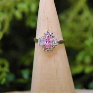 Sterling Silver -  Pink Gemstone Ring